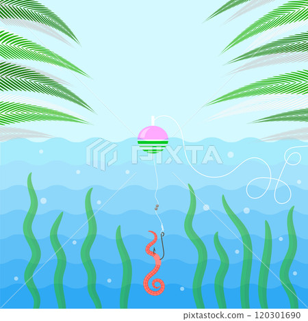 Vector Animal Earth Red Worm for Fishing on blue Background 120301690