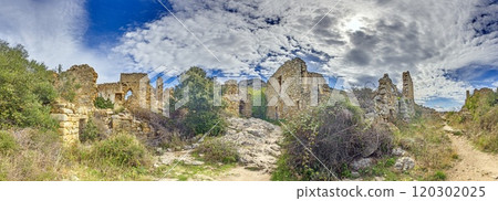 Panoramic view of the ruins in the abandoned historic village of Occi in western Corsica 120302025