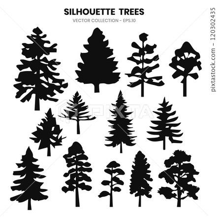 Silhouette trees collections. Abstract silhouette trees.Vector illustration 120302435