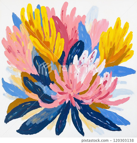Striking Abstract Bold Floral Bouquet Illustrations 120303138