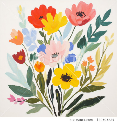 Beautiful Abstract Oil Painting Flower Bouquet 120303285