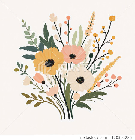 Beautiful Abstract Oil Painting Flower Bouquet Beautiful Abstract Oil Painting Flower Bouquet 120303286