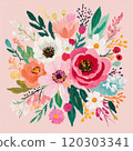 Abstract Elegant Watercolor Flower Bouquet 120303341