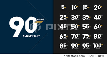 Trendy anniversary logotype set. Modern geometric anniversary celebration icons design. Trendy anniversary logotype set. Modern geometric anniversary celebration icons design. 120303891