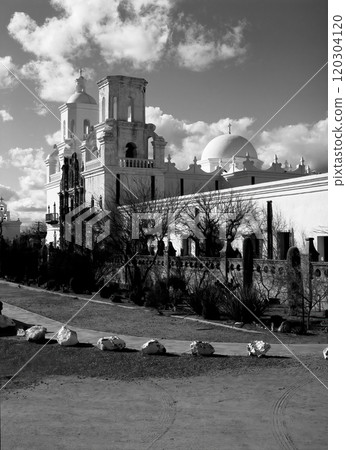 San Xavier Mission Tucson Arizona On monochrome Film San Xavier Mission Tucson Arizona On monochrome Film 120304120