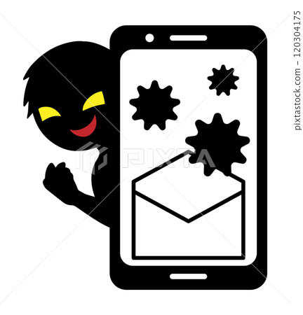 Image of a smartphone infected with a virus from an email 120304175