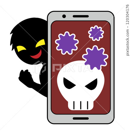 Image material of hacker and hacked smartphone 120304176