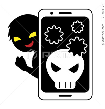 Image material of hacker and hacked smartphone 120304178
