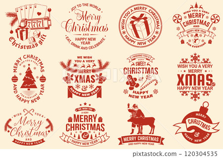 Set of Merry Christmas and 2025 Happy New Year stamp, sticker Set quotes with snowflakes, snowman, santa claus, candy, sweet candy, cookies. Vector. Vintage typography design for xmas, new year emblem Set of Merry Christmas and 2025 Happy New Year stamp, sticker Set quotes with snowflakes, snowman, santa claus, candy, sweet candy, cookies. Vector. Vintage typography design for xmas, new year emblem 120304535
