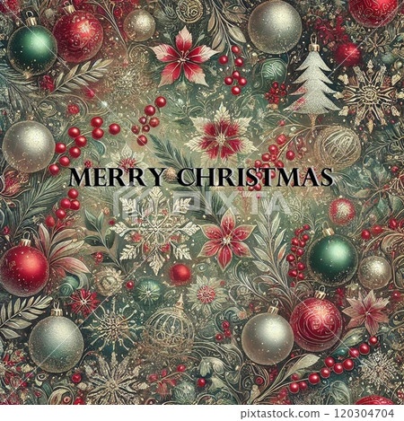 Christmas card design_botanical pattern 2_Merry Christmas [AI generated image] 120304704