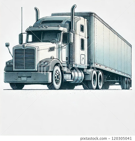 Simple watercolor illustration of a large truck 120305041