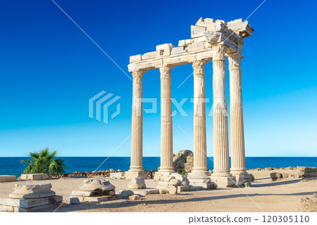 Ruins of the Temple of Apollo in Side in a summer day, Antalya, Turkey Ruins of the Temple of Apollo in Side in a summer day, Antalya, Turkey 120305110