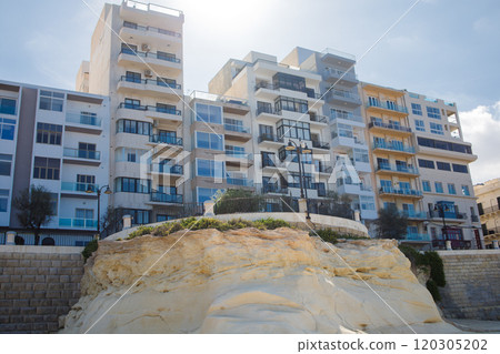 Fond Ghadir beach buildings in Sliema, Malta Fond Ghadir beach buildings in Sliema, Malta 120305202