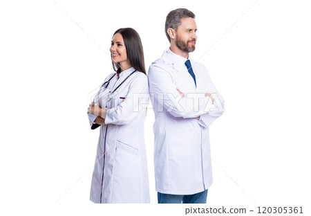 Confident practitioner doctor standing in medical office. general practitioner with stethoscope. medicine, healthcare and people concept. doctor practitioner at hospital 120305361