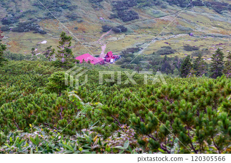 從三俁蓮華嶽路看到的黑部五郎小屋 120305566