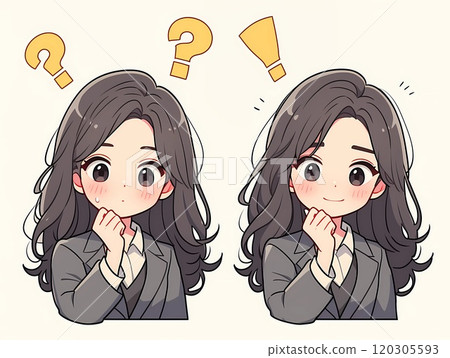 年輕女性困惑又充滿靈感的臉部表情 年輕女性困惑又充滿靈感的臉部表情 120305593