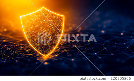 Digital Shield Symbol on Abstract Background 120305866
