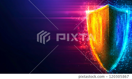 Colorful Digital Shield with Glowing Effects Colorful Digital Shield with Glowing Effects 120305867