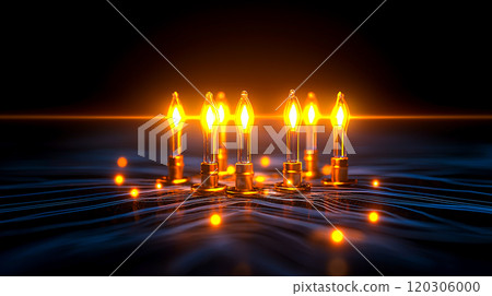 Glowing Candles on a Dark Surface at Night Glowing Candles on a Dark Surface at Night 120306000