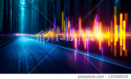 Vibrant Sound Waves in a Mystic Forest Scene 120306039