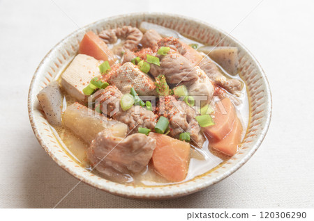 豆腐、胡蘿蔔、蘿蔔和蒟蒻燉內臟 豆腐、胡蘿蔔、蘿蔔和蒟蒻燉內臟 120306290