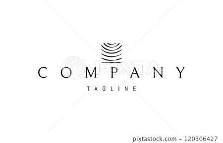 Vector logo with an abstract image of solar waves on the sea. Vector logo with an abstract image of solar waves on the sea. 120306427