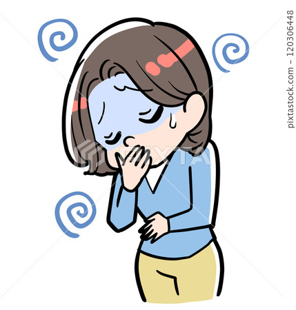 A woman feeling sick with stomach pain A woman feeling sick with stomach pain 120306448