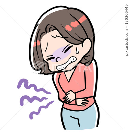 一名患有腹痛的婦女 120306449