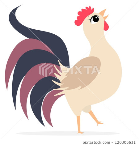 Farm Animals. Cute farm. Funny cockerel on a white background. Collection of farm animals. Baby flat vector illustration. 120306631