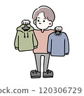 Illustration of a man struggling to decide which outfit to wear 120306729