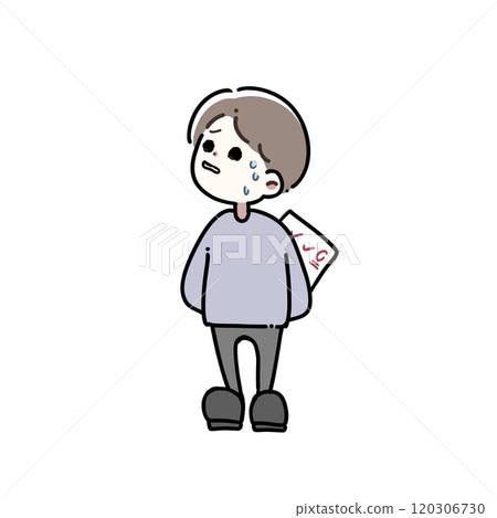 一個因為得了 0 分而擔心的男孩的插圖 一個因為得了 0 分而擔心的男孩的插圖 120306730
