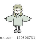 Illustration of a woman wearing large clothes 120306731