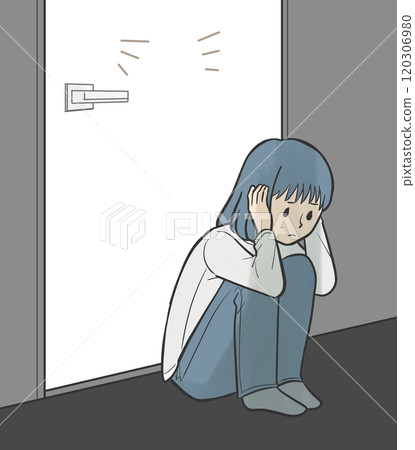 A girl who shuts herself in and covers her ears 120306980
