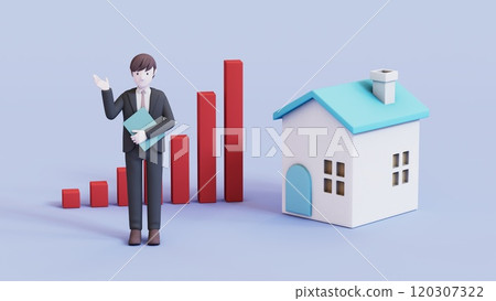 Graph, house and businessman Graph, house and businessman 120307322