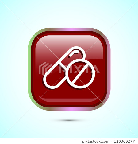 Medicine pills icon design illustration, Medical drugs icon sign. Button design Medicine pills icon design illustration, Medical drugs icon sign. Button design 120309277