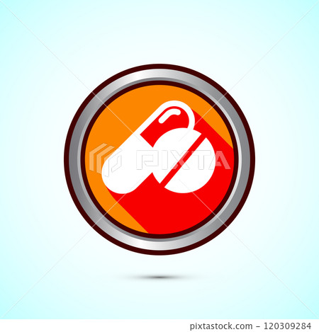 Medicine pills icon design illustration, Medical drugs icon sign. Button design 120309284