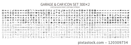 Car, garage, tools, auto service related icon set Car, garage, tools, auto service related icon set 120309734