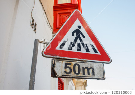 Pedestrian crossing sign  on the street 120310003