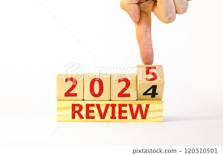 Planning 2025 review new year symbol. Concept words 2024 Review to 2025 Review on beautiful wooden blocks. Beautiful white table white background. Business 2025 review new year concept. Copy space. Planning 2025 review new year symbol. Concept words 2024 Review to 2025 Review on beautiful wooden blocks. Beautiful white table white background. Business 2025 review new year concept. Copy space. 120310501