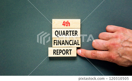 4th quarter financial report symbol. Concept words 4th quarter financial report on beautiful wooden blocks. Beautiful grey background. Business 4th quarter financial report concept. Copy space. 4th quarter financial report symbol. Concept words 4th quarter financial report on beautiful wooden blocks. Beautiful grey background. Business 4th quarter financial report concept. Copy space. 120310505
