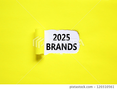 Planning 2025 brands new year symbol. Concept words 2025 Brands on beautiful white paper. Beautiful yellow paper background. Business 2025 brands new year concept. Copy space. Planning 2025 brands new year symbol. Concept words 2025 Brands on beautiful white paper. Beautiful yellow paper background. Business 2025 brands new year concept. Copy space. 120310561