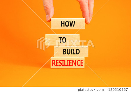 How to build resilience symbol. Concept words How to build resilience on beautiful wooden blocks. Beautiful orange table orange background. Business and how to build resilience concept. Copy space. How to build resilience symbol. Concept words How to build resilience on beautiful wooden blocks. Beautiful orange table orange background. Business and how to build resilience concept. Copy space. 120310567