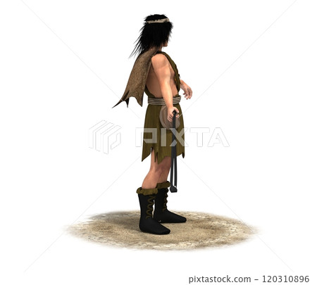 warrior character, contour visualization, 3D illustration, sketch, outline 120310896