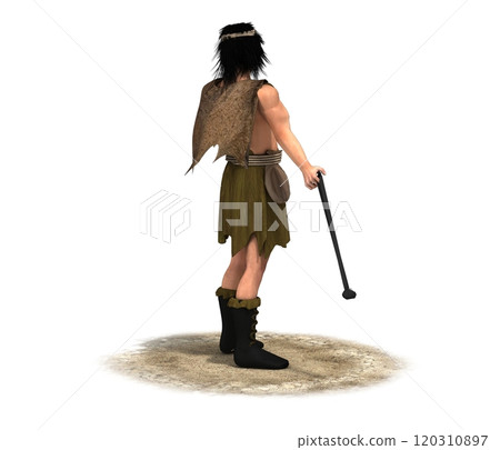 warrior character, contour visualization, 3D illustration, sketch, outline 120310897
