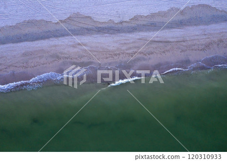 surf, waves on the seashore, top view surf, waves on the seashore, top view 120310933