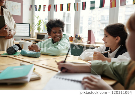 Looking at classmate during discussion Looking at classmate during discussion 120311094