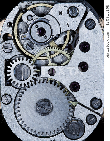 old mechanism on background of old metal cogwheels 120311109