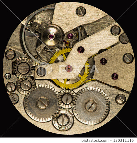 old mechanism on background of old metal cogwheels 120311116