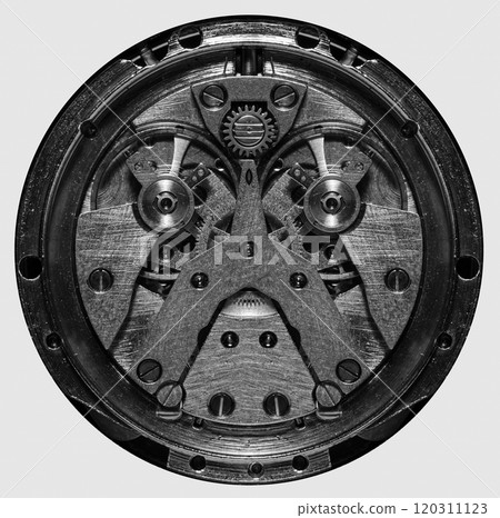 old mechanism on background of old metal cogwheels old mechanism on background of old metal cogwheels 120311123