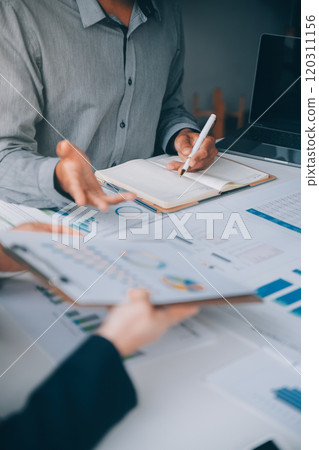 Accountant or banker making calculations Bookkeeper Clerk, Bank Advisor And Auditor. Accounting concept. 120311156